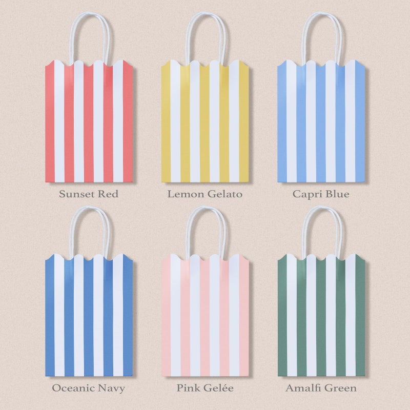 Confettiville Small Gift Bags with Handles, 12-Pack Paper Party Favor Goodie Bags, 5.82 x 3.15 x 8.18 Inches, 6 Designs in Retro Riviera, Ideal for Birthdays, Baby Showers, and Christmas Parties - Image 5