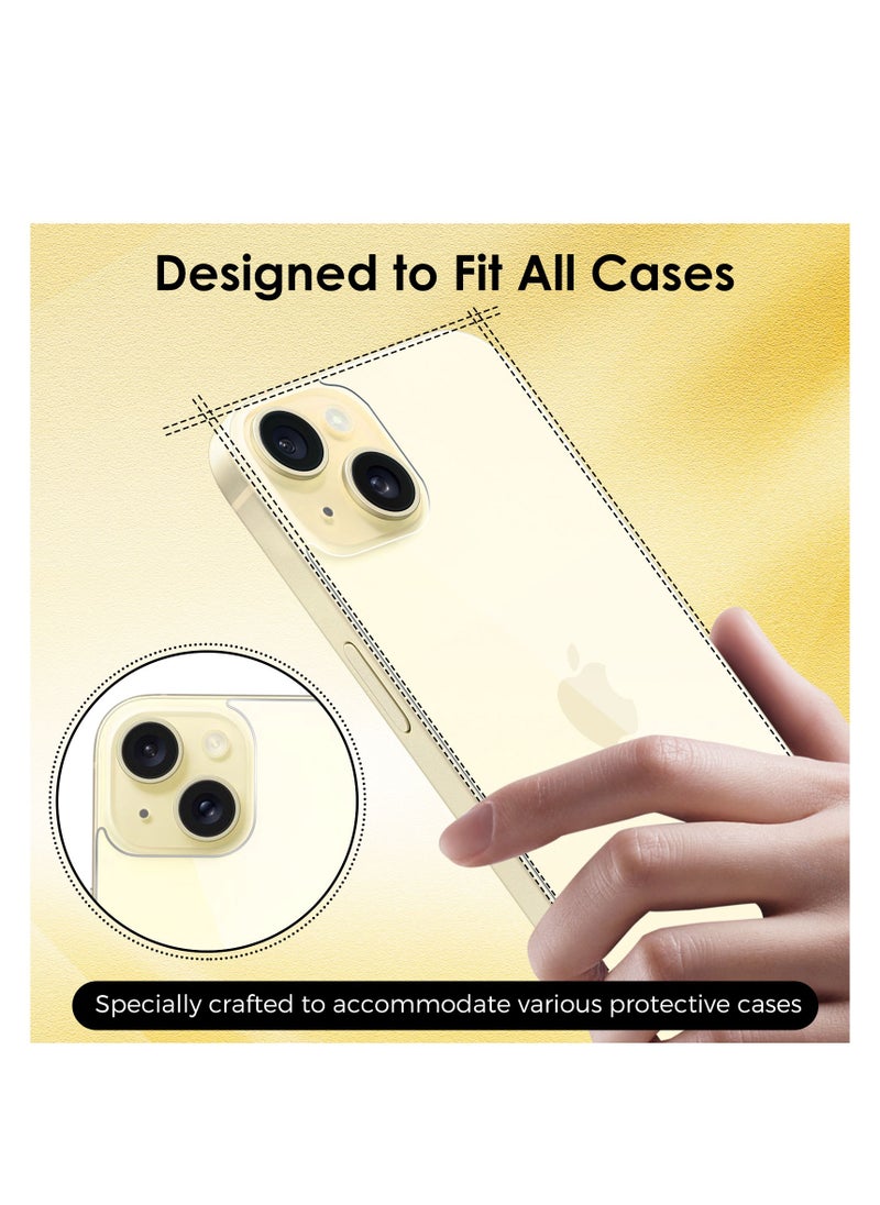 3 in 1 Screen Protector for iPhone 15, Front and Back Tempered Glass Screen Protector, Camera Lens Protector Ultra Thin Bubble Free(6.1 inch)