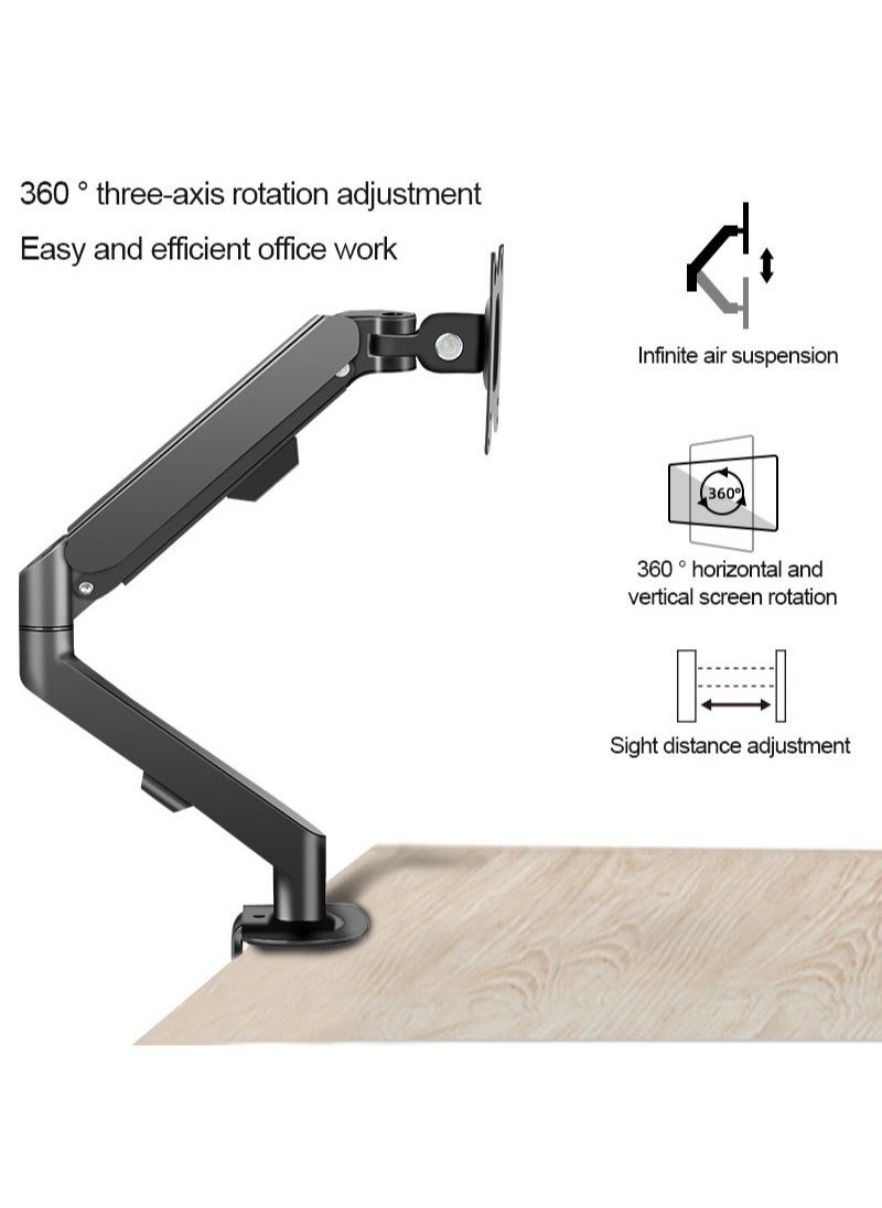 HILLPORT - Single Monitor Mount Stand, Articulating Gas Spring Monitor Arm,Monitor Desk Mount with Clamp and Grommet Base Fits 17 to 30 Inch LCD Computer Monitors - Image 1