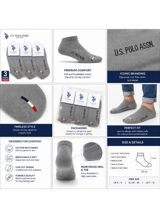 U.S. Polo Assn. U.S. Polo Assn. Mens Ankle Socks Grey