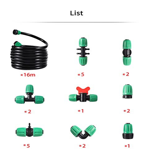 FULAIERGD 52 FT 1/2”PVC Garden Irrigation Tubing Hose（OD:16mm,ID:12mm),1/2 inch Drip Irrigation Tubing Main Line Hose Tube with Drip Irrigation Fitting Connector for Garden Watering Drip Irrigation System - Image 2