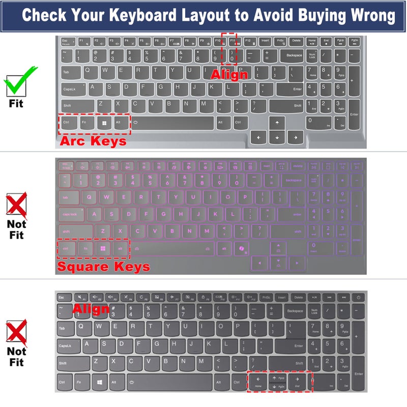 MUBUY-GOL Keyboard Cover Skin for Lenovo Legion 5 5i 5p 5pi 7 7i Gen 9/8/7/6 15.6" 16" 17.3", Legion Pro 5 5i 7 7i 16" Gen 9/8/7/6, Legion Slim 5 5i 7 7i 15.6 16 Gen 9/8, LQQ 15.6" 16" Gen 9/8, US Layout - Image 2