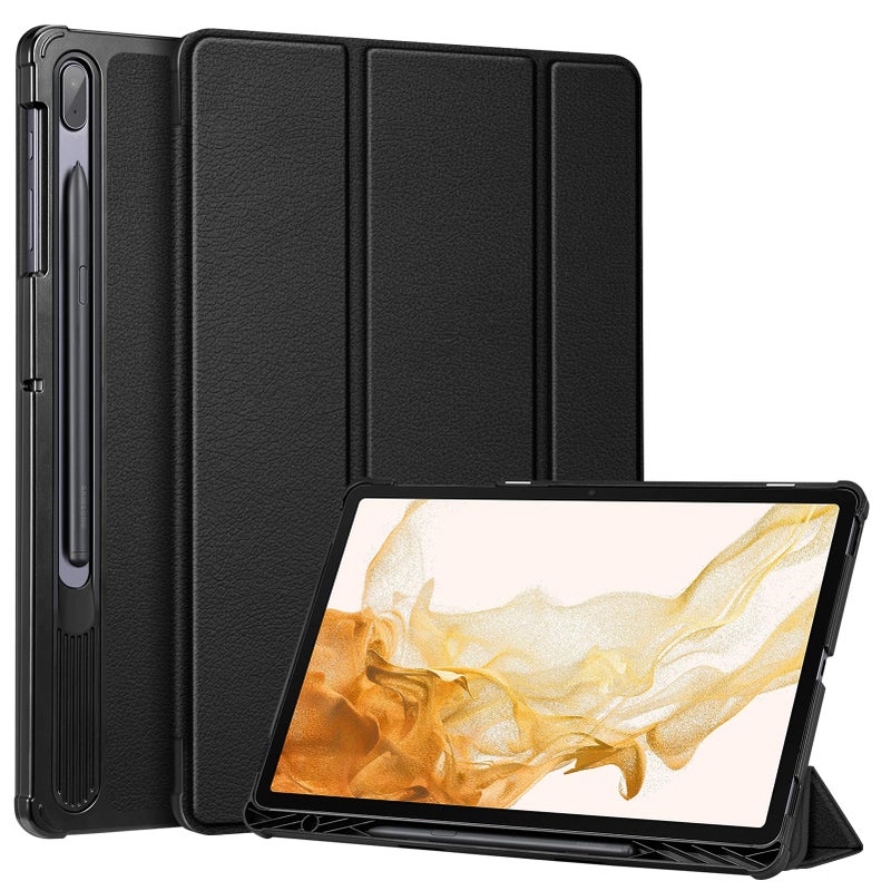 Fintie Slim Case for Samsung Galaxy Tab S8 Plus 2022/S7 FE 2021/S7 Plus 2020 12.4 Inch with S Pen Holder, Ultra Thin Lightweight Tri-Fold Stand Cover Auto Wake/Sleep, Black - Image 1