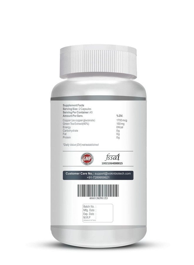 Vokin Biotech Chelated Copper Gluconate - Support Connective Tissues -1700mcg - 90 Capsules - Image 3