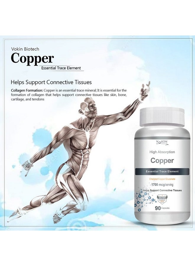 Vokin Biotech Chelated Copper Gluconate - Support Connective Tissues -1700mcg - 90 Capsules - Image 5