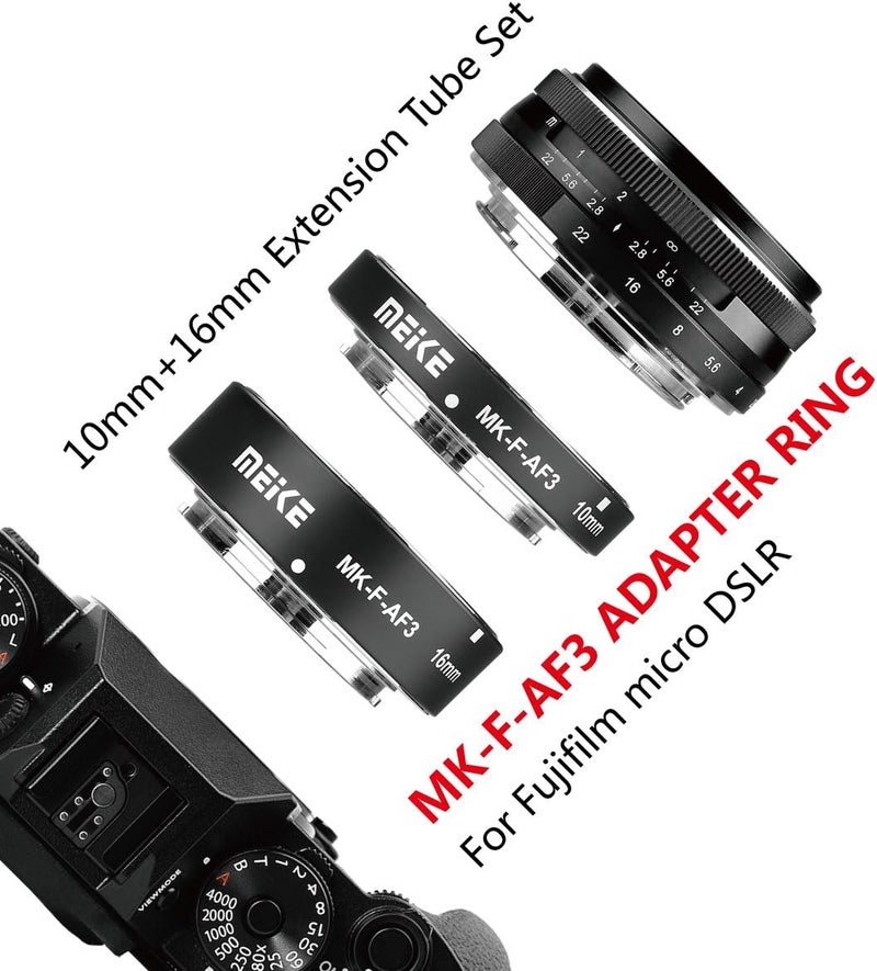 Meike أنبوب تمديد ماكرو MK-F-AF3 مع تركيز تلقائي متوافق مع جميع كاميرات فوجي فيلم بدون مرآة (10 مم 16 مم فقط أو تركيبة) X-T1 X-T2 X-Pro1 X-Pro2 X-T10 X-A1 X-E1 X-E2 X-E3 X-T20 X-T3 X-T30 إلخ - Image 5