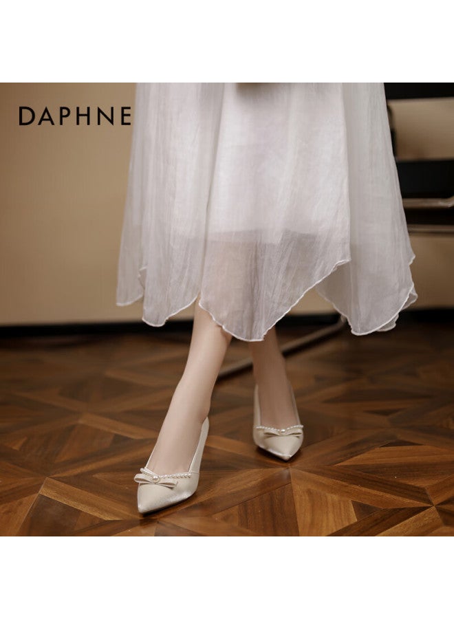 Daphne High Heels For Women, Thin Heel Pumps, Summer Women's Shoes, Xiuhe Wedding Dress, Toasting Shoes, Bridal Shoes, Off-white, Size 39 - Image 3