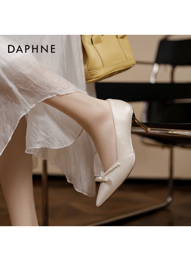 Daphne High Heels For Women, Thin Heel Pumps, Summer Women's Shoes, Xiuhe Wedding Dress, Toasting Shoes, Bridal Shoes, Off-white, Size 39 - Image 2