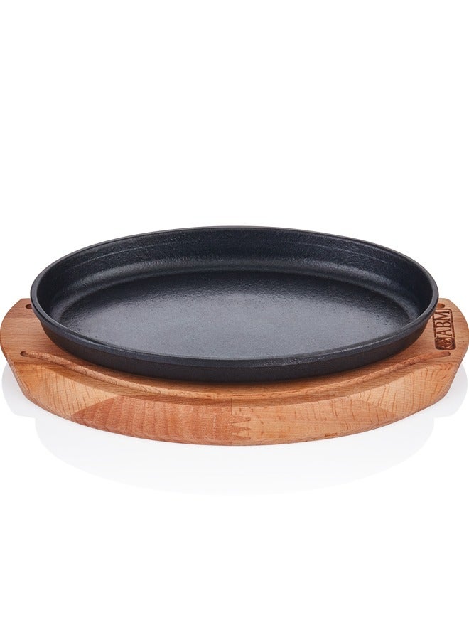 Abm Cast Iron Oval Fajita 23*14Cm With Trivet - Cast Iron Platter - Image 1