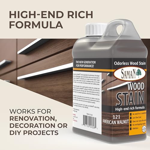 SamaN Interior Water Based Wood Stain - Natural Stain for Furniture, Moldings, Wood Paneling, Cabinets (American Walnut TEW-121-32, 32 oz) - Image 2