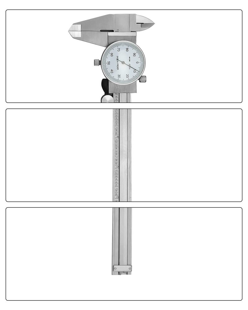 PNYZIK 6 Inch Dial Caliper +/-0.001 Inch Accuracy, Shockproof Hardened Stainless Steel Metal 4-Way Measurement Calipers Measuring Tool with Plastic Case - Image 5