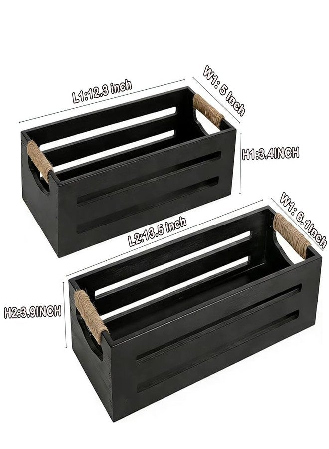 Ayxeute 2 Pack Rustic Wooden Bathroom Storage Crates - Anti-Slip Toilet Tank Organizer with Rope Handles for Bathroom, Kitchen, Living Room - Image 5