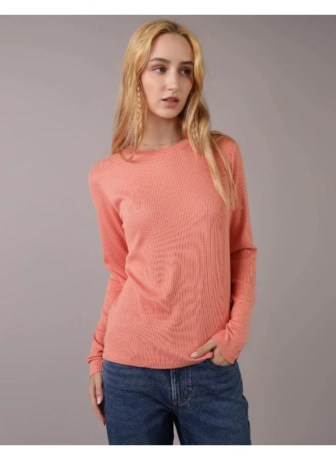 American Eagle AE Plush Long-Sleeve Crew Neck T-Shirt