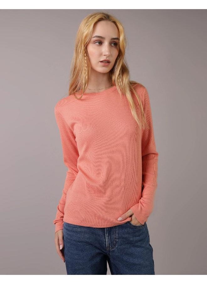 American Eagle - AE Plush Long-Sleeve Crew Neck T-Shirt - Image 1