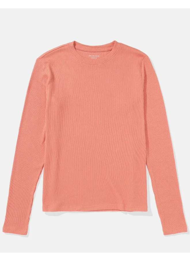 American Eagle AE Plush Long-Sleeve Crew Neck T-Shirt