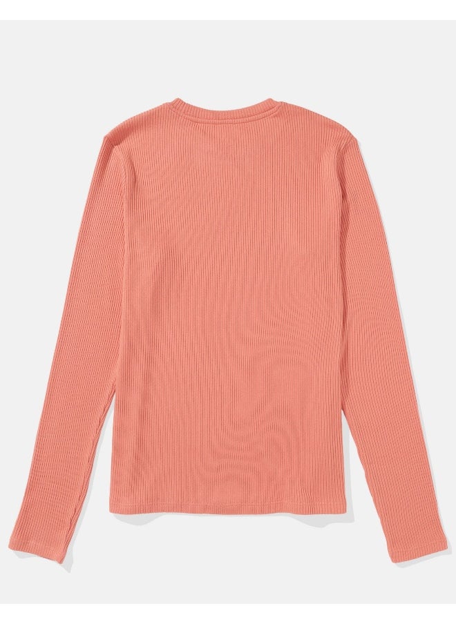 American Eagle - AE Plush Long-Sleeve Crew Neck T-Shirt - Image 1