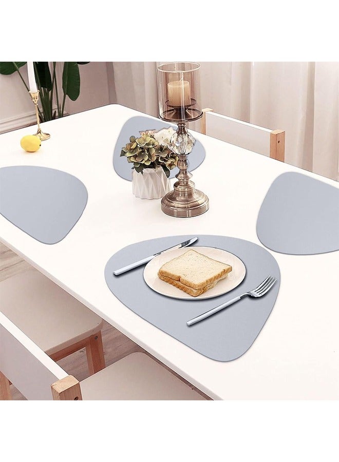 DUNISO 6 Pcs Double Sided Placemat Set，Including 6 Pcs Placemats and 6 Pcs Coasters,Faux Leather Placemats for Kitchen Dining Patio，Heat Resistant Easy to Clean Wipeable Waterproof Oilproof Washable Non-slip ，Grey  - Image 3
