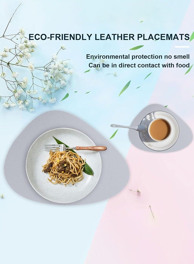 DUNISO 6 Pcs Double Sided Placemat Set，Including 6 Pcs Placemats and 6 Pcs Coasters,Faux Leather Placemats for Kitchen Dining Patio，Heat Resistant Easy to Clean Wipeable Waterproof Oilproof Washable Non-slip ，Grey  - Image 4