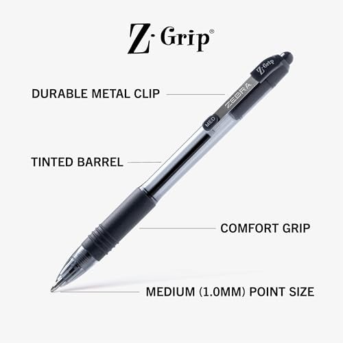 Zebra Pen Z-Grip Retractable Ballpoint Pen, 1.0mm Medium Point, Assorted Business Colors, School Supplies, Teacher Supplies, and Office Supplies, 24-Pack (12224) - Image 3