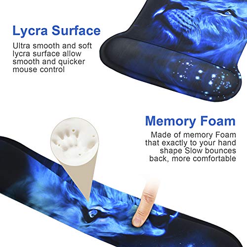 iVeze Mouse Pad with Wrist Support and Keyboard Wrist Rest Pad Set,Ergonomic Mouse Pads for Computers Laptop,Non-Slip Comfortable Mousepad w/Raised Memory Foam for Easy Typing & Pain Relief (Lion) - Image 4