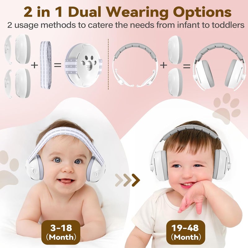 DITHIN Store Baby Ear Muffs Noise Protection: 2-in-1 Baby Headphones for Noise, Protects Hearing for 0-48 Months Infants Toddler - Image 2