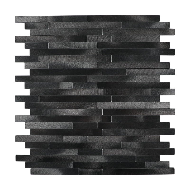 Homeart Peel and Stick Backsplash Linear Tile for Kitchen, Self Adhesive Brushed Aluminum Stick on Wall Tiles for Bathroom Fireplace (6 Sheets, Pewter) - Image 1