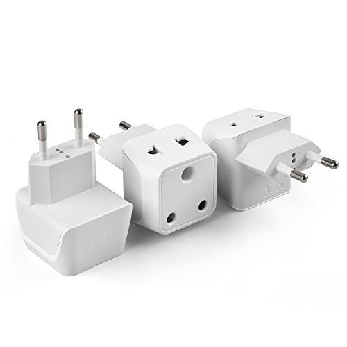 Ceptics European Travel Adapter, 2 in 1 India to European, Germany, France Adapter - Type C European Plug Adapter for Laptops, Phones, Chargers, CE - RoHS - 3 Pack - Image 1