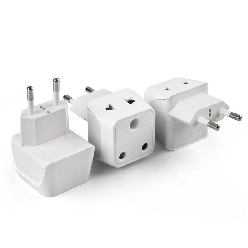 Ceptics European Travel Adapter, 2 in 1 India to European, Germany, France Adapter - Type C European Plug Adapter for Laptops, Phones, Chargers, CE - RoHS - 3 Pack - Image 3