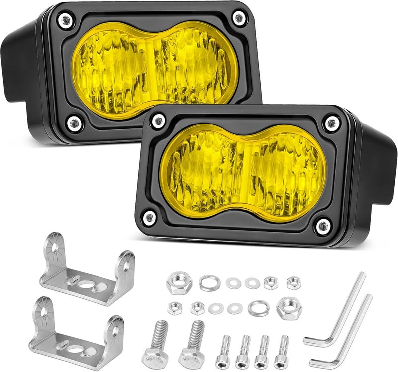 Niking Auto مصابيح LED صفراء على شكل كبسولات 2 قطعة 3 بوصة أضواء ضباب صفراء للدراجات النارية ضوء قيادة 40 واط كبسولات فيضان كهرمانية للطرق الوعرة ضوء مطاردة LED ضوء خندق ضوء عمل مكعب لل��احنات والمركبات الرياضية متعددة الاستخدامات والمركبات الرباعية والدراجات الترابية - Image 1