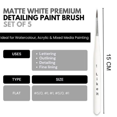 Like-It Like it Artist UltraMiniliners Detailing Painting Brushes, Set of 5, Ivory, for Acrylic, Watercolor, Oil Painting - Image 5