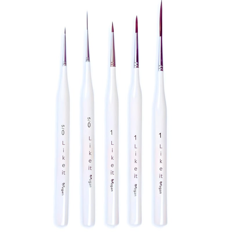 Like-It Like it Artist UltraMiniliners Detailing Painting Brushes, Set of 5, Ivory, for Acrylic, Watercolor, Oil Painting - Image 1