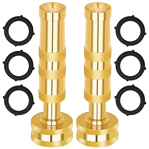 AUTOMAN Brass Hose Nozzle – High Pressure Jet Nozzles 2 Pack, Heavy Duty Sprayer for Garden Hoses, Adjustable Spray Gun, Solid Twist Water Hose Nozzle for Patio, Lawn, Car Wash, Extra 6 Rubber Washers - Image 1