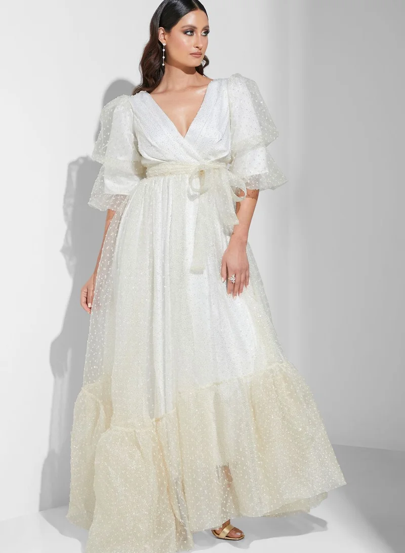 Namshi x Farah Hassan Ruffled Bottom Dress