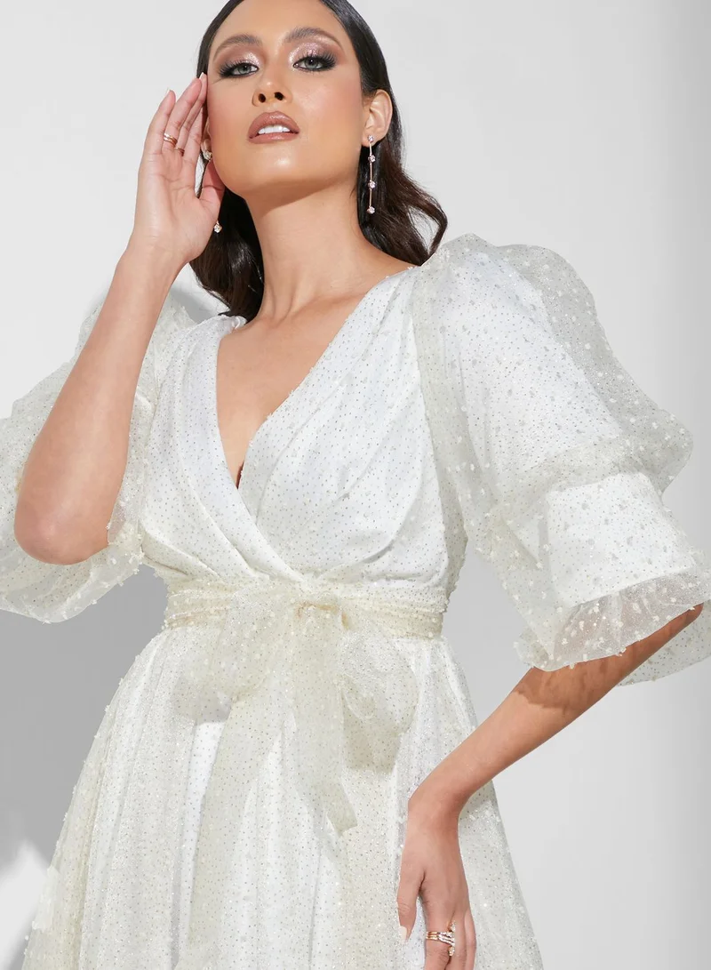 Namshi x Farah Hassan Ruffled Bottom Dress