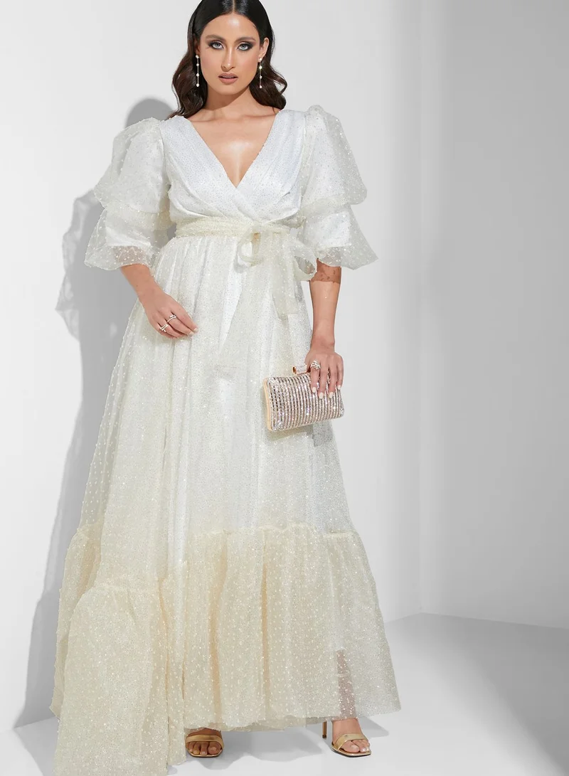 Namshi x Farah Hassan Ruffled Bottom Dress