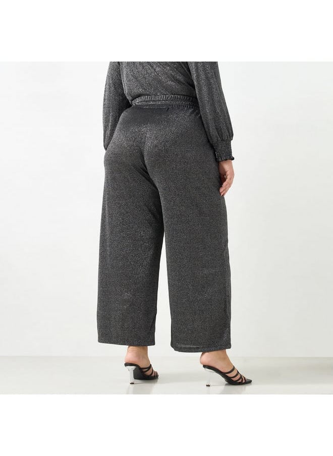 Ulla Popken Plus Size Ulla Popken Textured Pants with Drawstring Closure  - Image 3