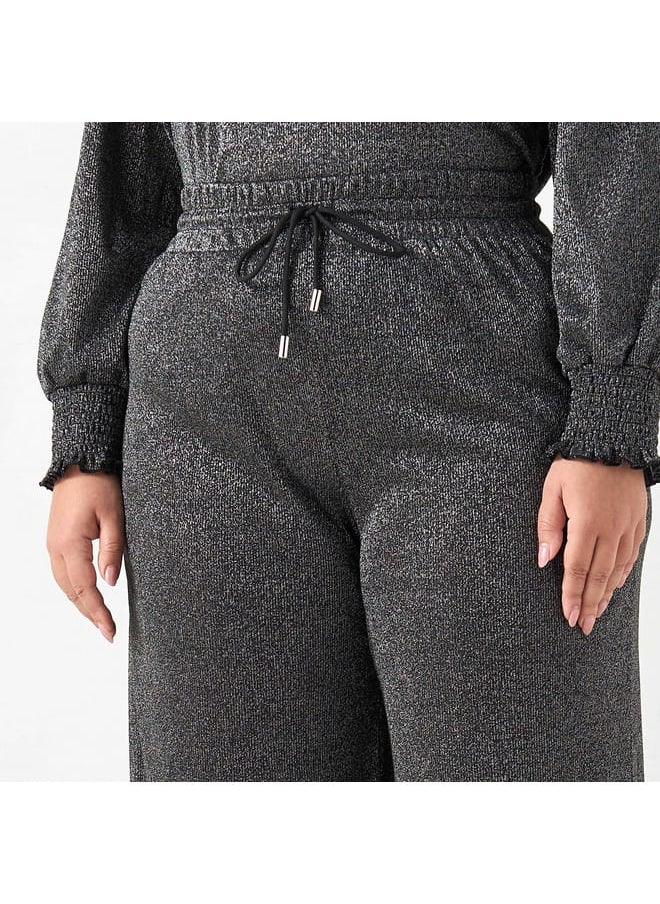 Ulla Popken Plus Size Ulla Popken Textured Pants with Drawstring Closure  - Image 4