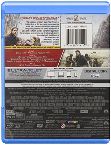UNIVERSAL حرب العالم Z (بلو راي 3D + بلو راي + DVD + نسخة رقمية) [بلو راي 3D] - Image 2