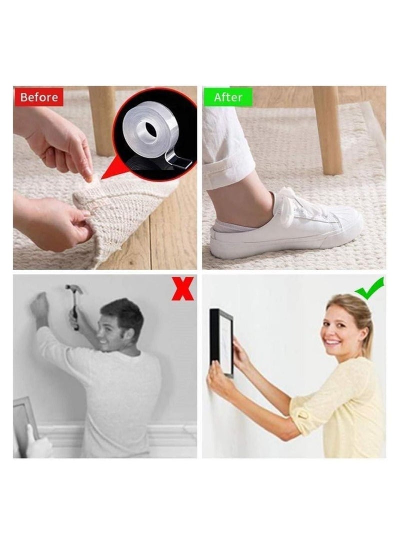 SOSEKO Removable Adhesive Nano Gel Tape Washable Strong Adsorption Double Sided Clear Silicone Traceless Tape for Wall Kitchen Carpet Photo Fixing 3 Meter - Image 2