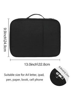 Generic Multi-Functional A4 Document Bags Portfolio Organizer- Travel Pouch Zippered Case, Waterproof Journal Case for Notebook, Ipad, Pens, Passport, Business Documents (Black)  - Image 2