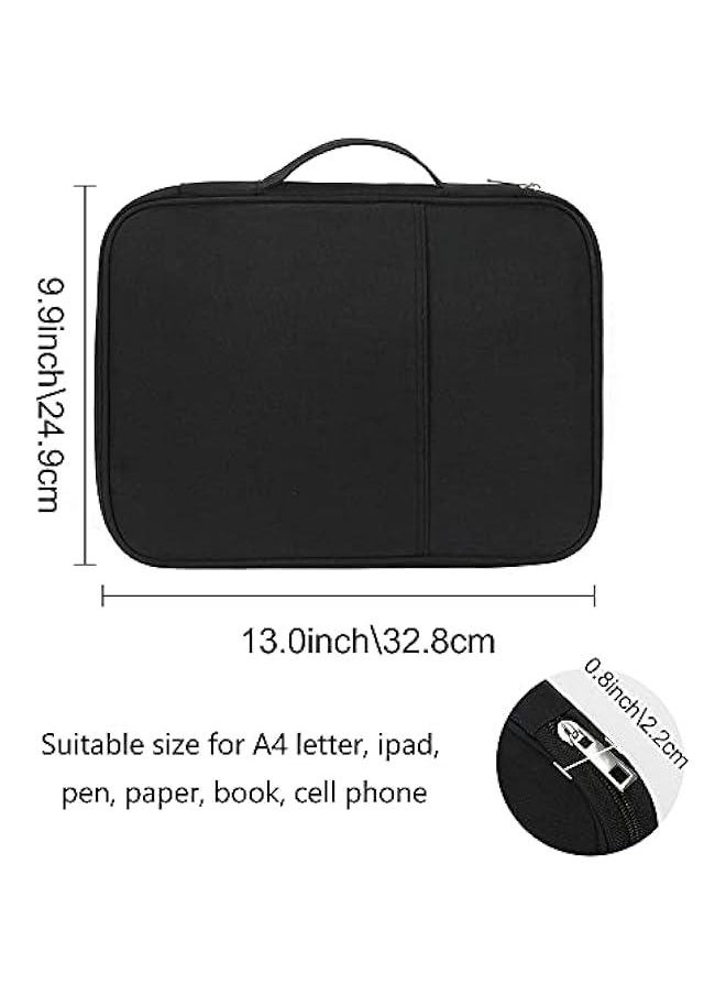 Generic Multi-Functional A4 Document Bags Portfolio Organizer- Travel Pouch Zippered Case, Waterproof Journal Case for Notebook, Ipad, Pens, Passport, Business Documents (Black)  - Image 2
