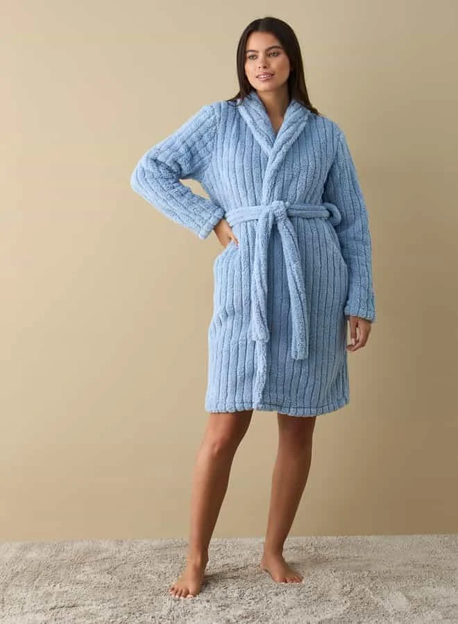 Splash FAV Textured Night Robe with Tie-up Belt