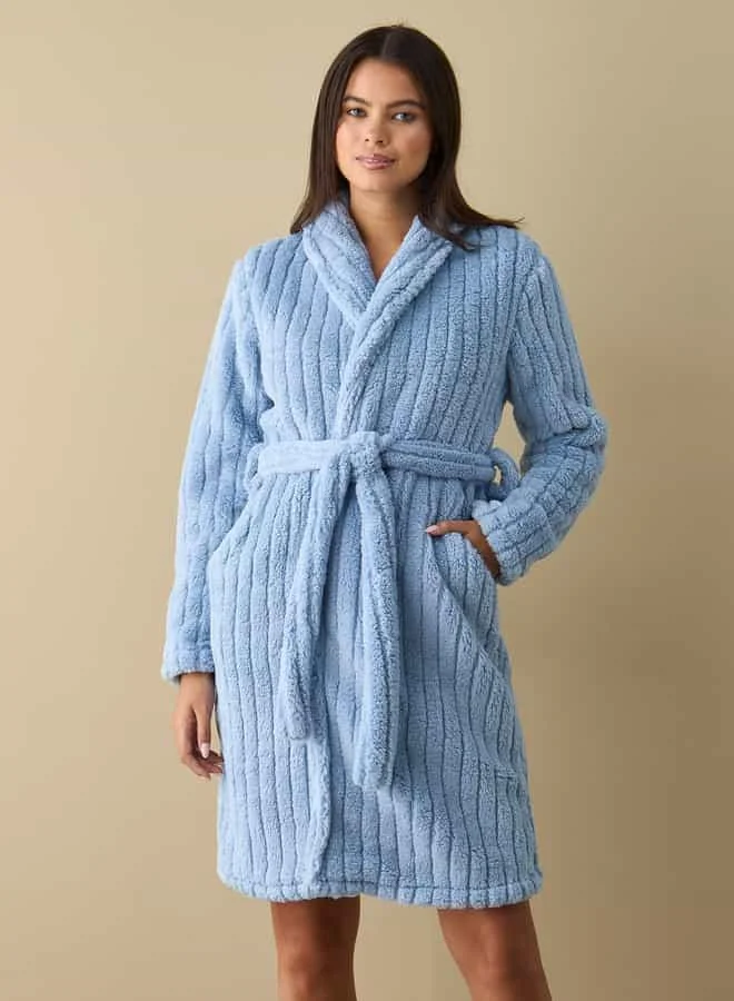 Splash FAV Textured Night Robe with Tie-up Belt