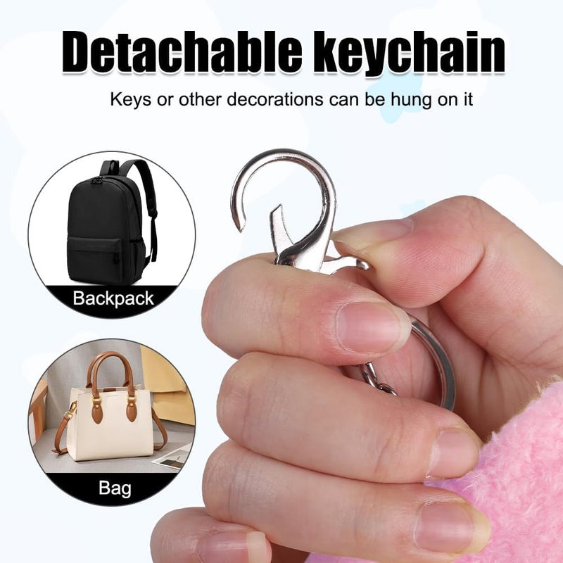DONGKER DONGKER Photocard Holder2 PCS Cartoon Plush Photocard Holder with Keychain for Photo Credit ID Bank Card Bus Card ID Badge  - Image 2