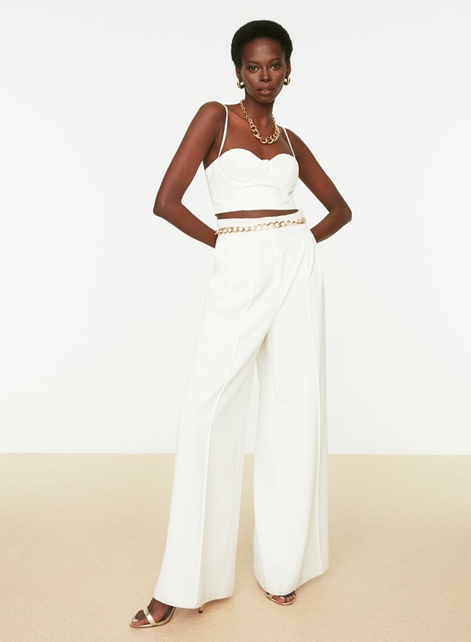 trendyol Ecru Crop Lined Woven Bustier TPRSS21BS0008 - Image 4