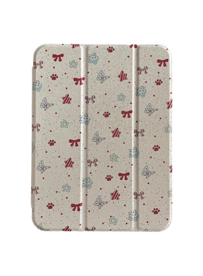 general Triple Adjustable Kickstand Hard Folio Case for Apple iPad 10 10th Gen 10.9 inch 2022 Model Tablet Cream White Pink Bow Flowers Floral Refreshing Chic Delicate Cute Lovely Cartoon Girls Kids - Image 1