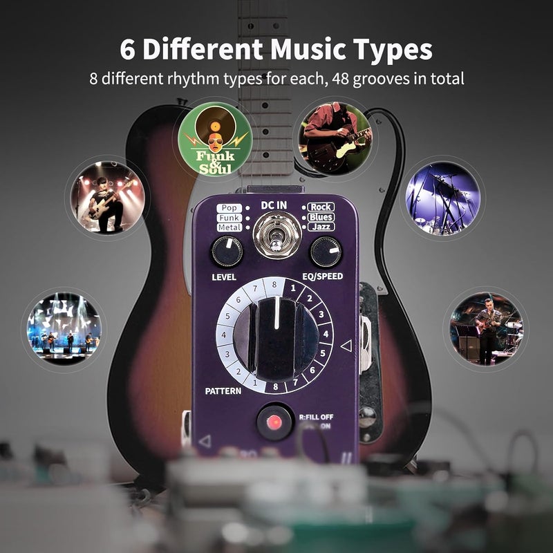 MOOER Micro Drummer II Guitar Drummer Pedal with 48 Drum Grooves and FILL Function - Image 2