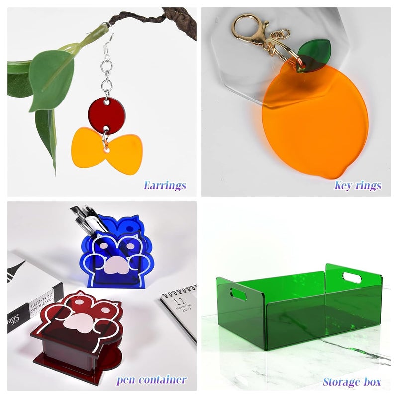 SHOPEE 6 Pack Colored Cast Transparent Laser cut Acrylic Sheets 12x16 Inch 3mm Thickness Square Plexiglass Clear Acrylic Sheet Board For Glass Art Painting DIY Crafts Projects Photo Frames - Image 2