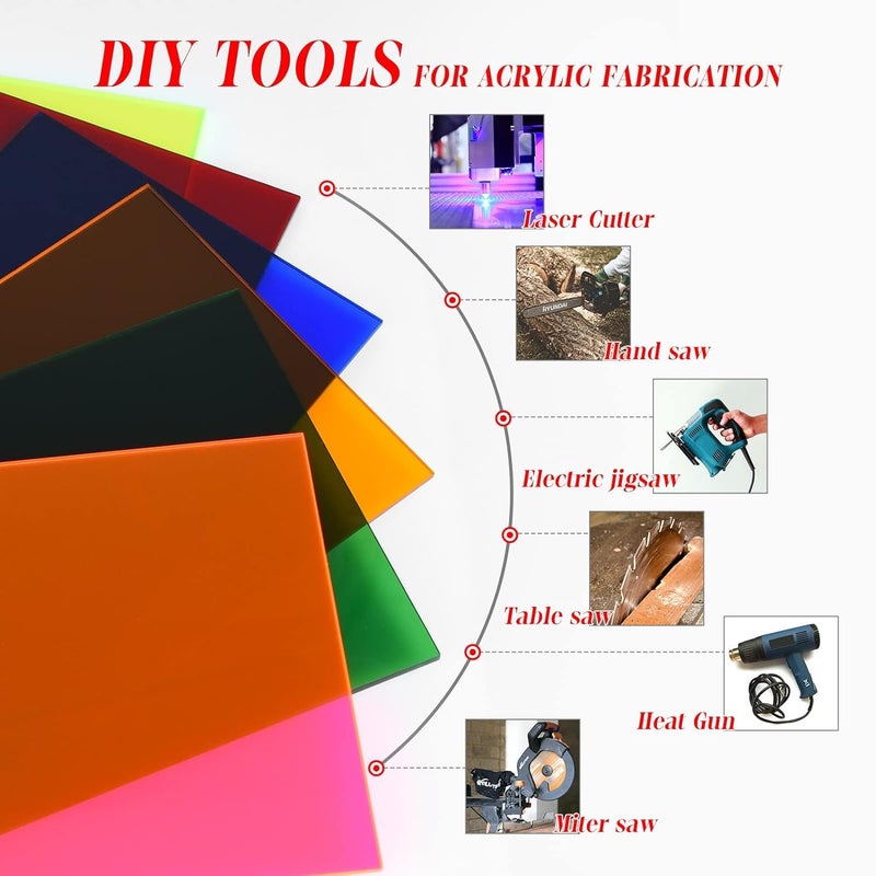 SHOPEE 6 Pack Colored Cast Transparent Laser cut Acrylic Sheets 12x16 Inch 3mm Thickness Square Plexiglass Clear Acrylic Sheet Board For Glass Art Painting DIY Crafts Projects Photo Frames - Image 3