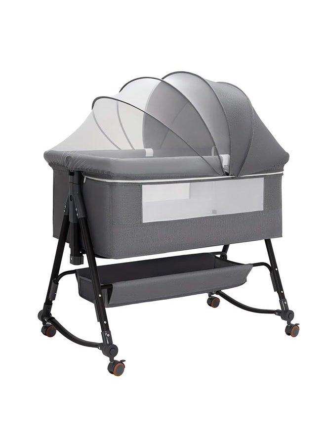 Denzoz - Baby Bassinet 3 in 1 Baby Bassinet with Storage Basket and Wheels All Mesh Bedside - Image 1